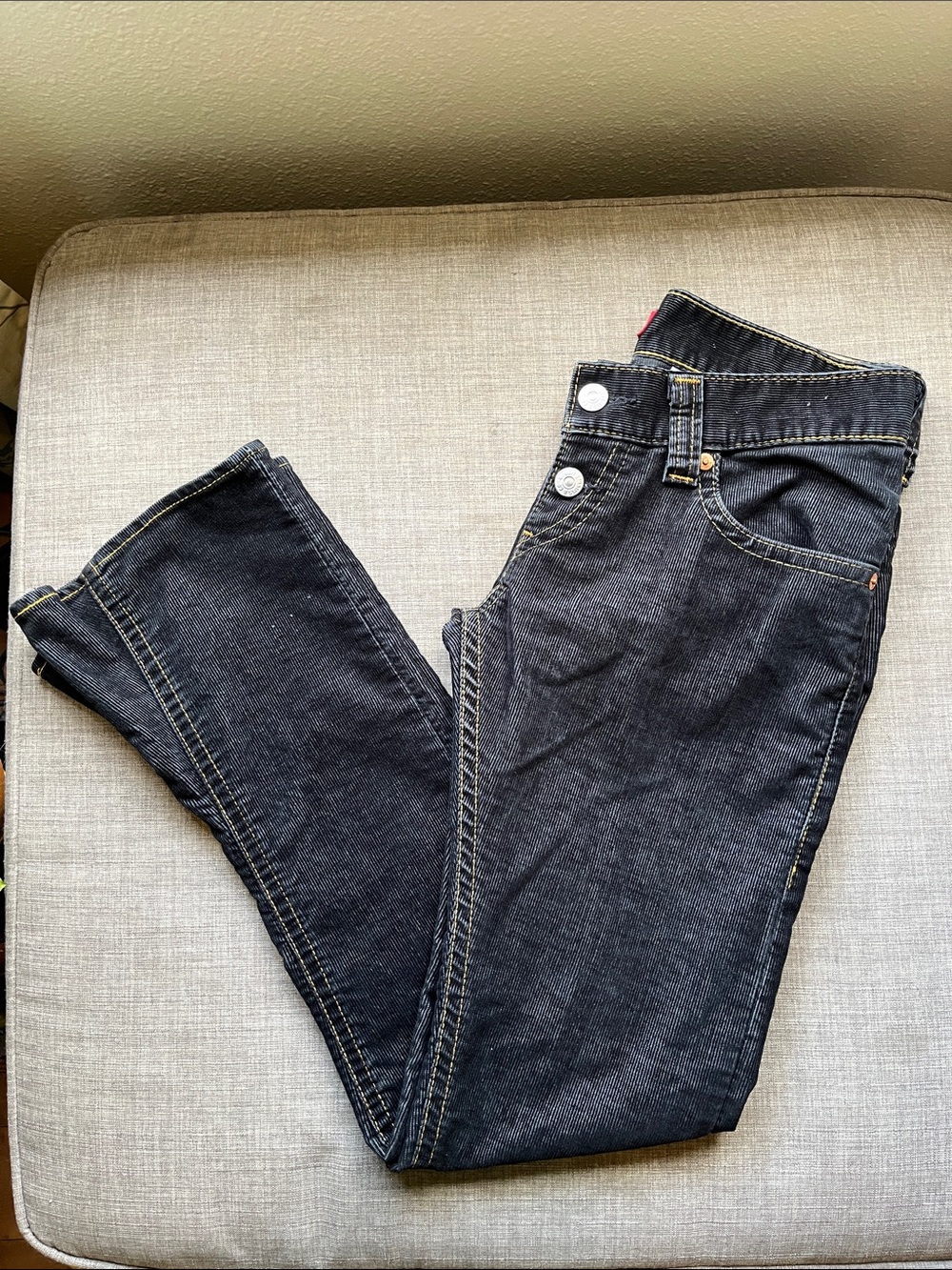 Y2K Vintage Levi's Type 1 Jeans Black Corduroy Low-Rise Flare Pants 9M